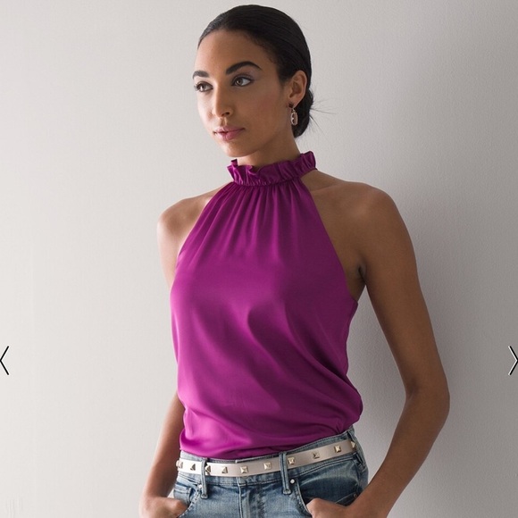 White House Black Market Tops - White House Black Market Ruffle Neck Halter Top